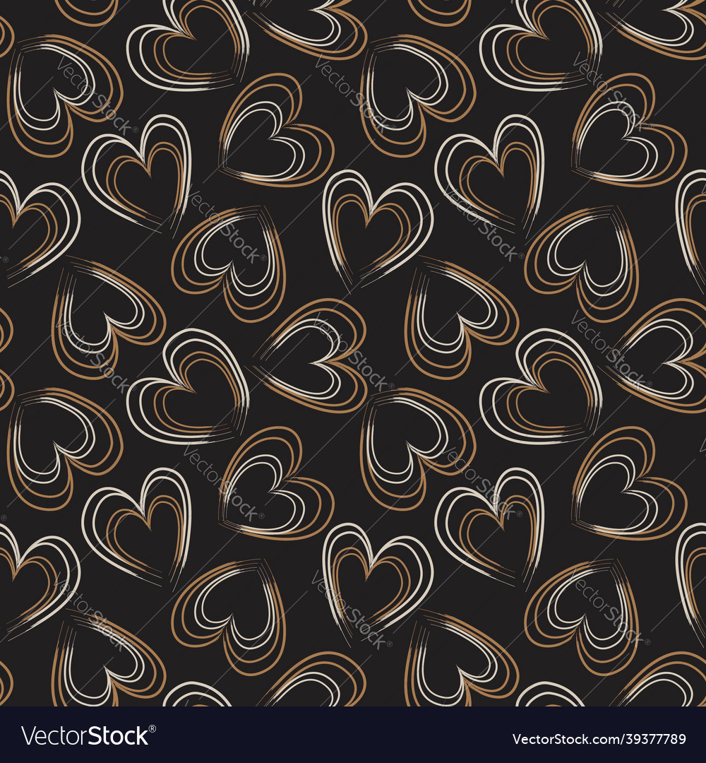 Heart shaped brush stroke seamless pattern Vector Image