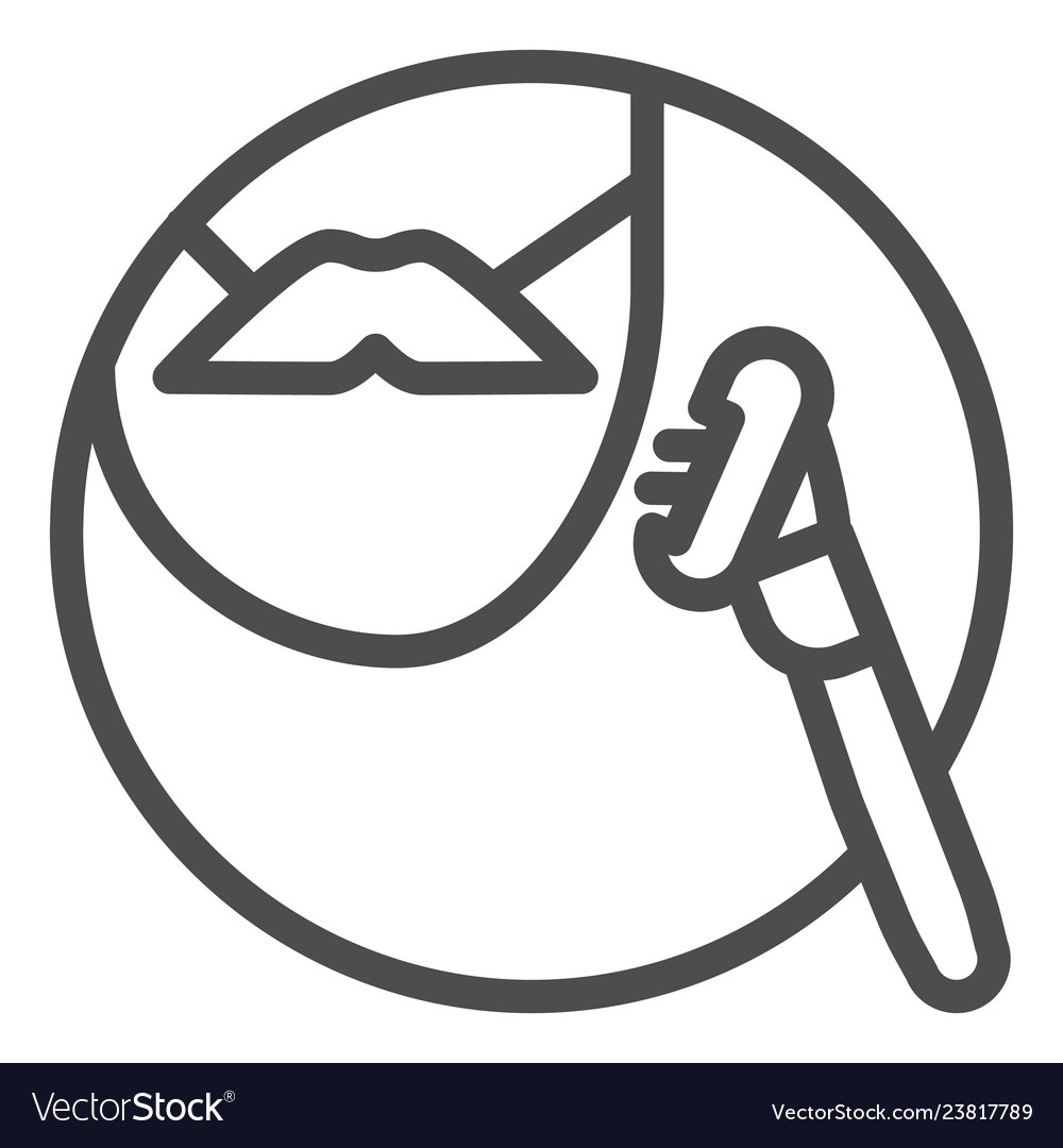 Mustache and razor line icon shaving