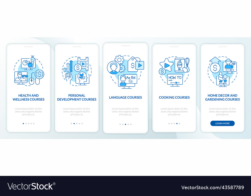 Online tutorials ideas blue onboarding mobile app