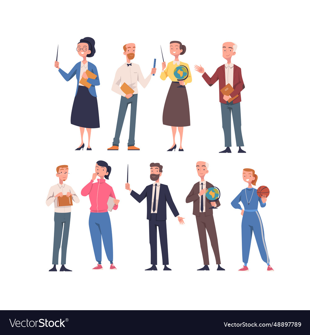 People teacher character standing and teaching