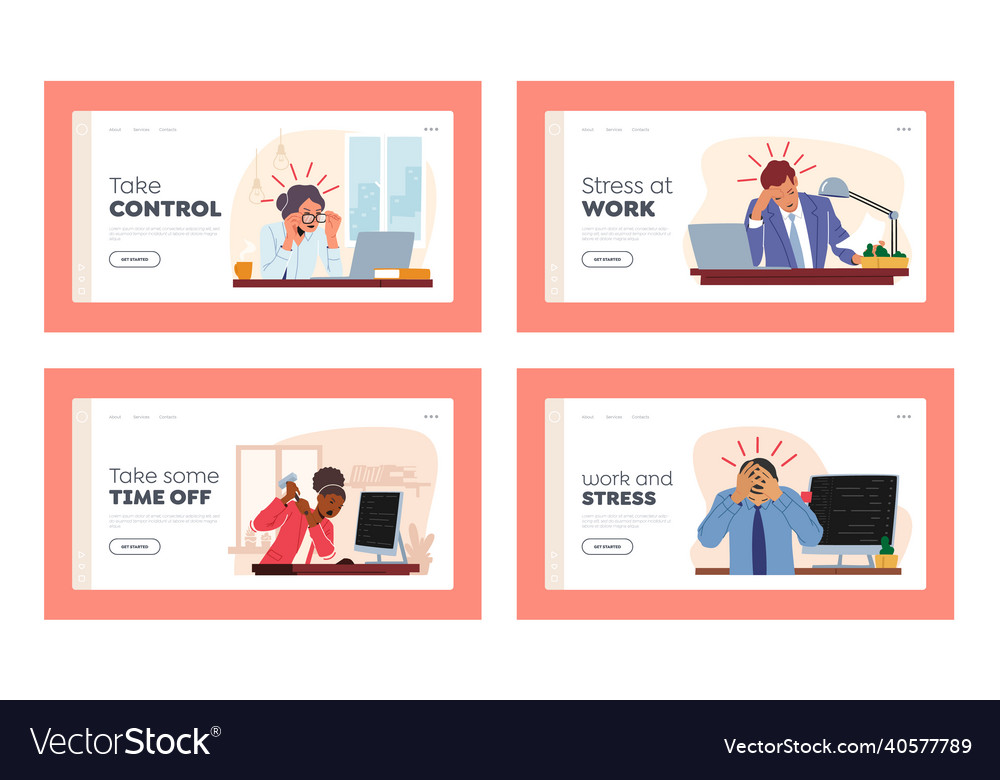 Professional burnout landing page template set