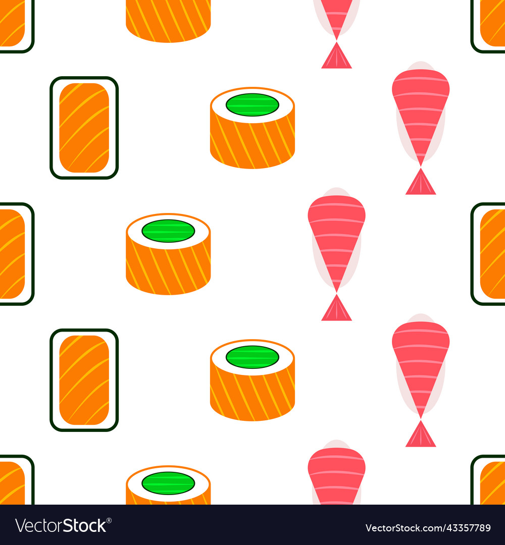 Sushi seamless pattern roll of different