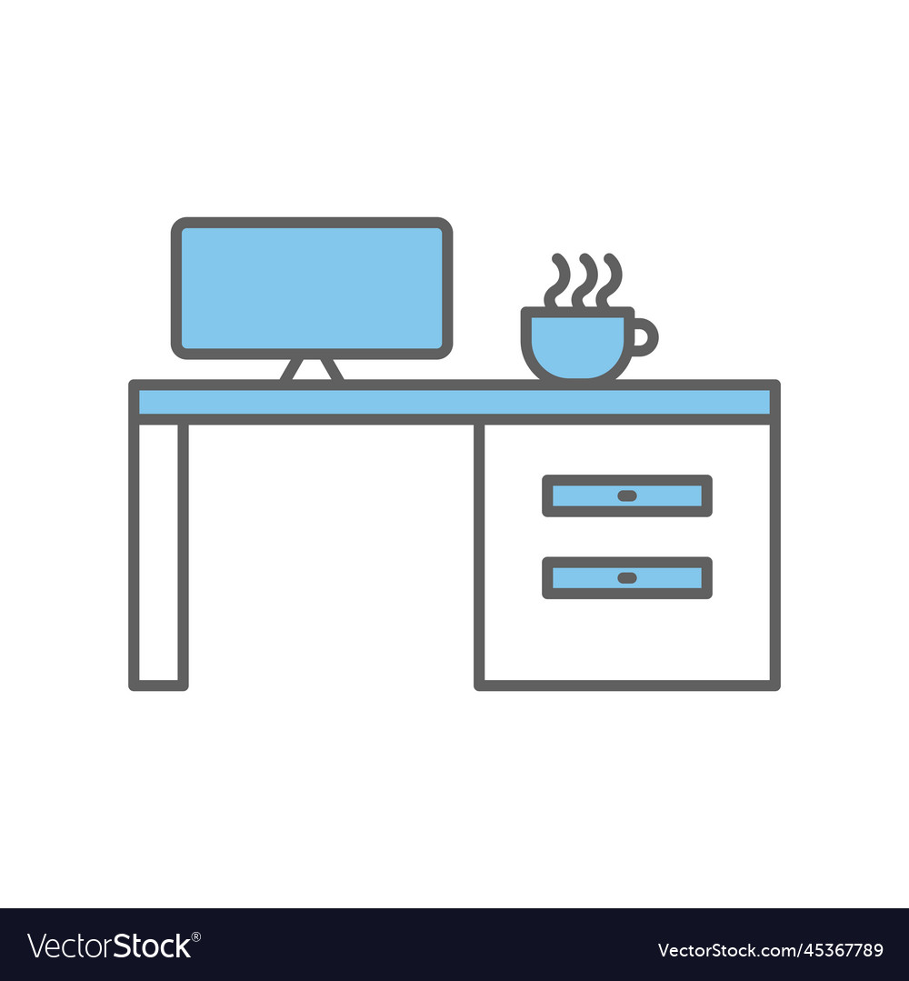 Table icon with monitor computer suitable vector image Table icon with monitor computer suitable