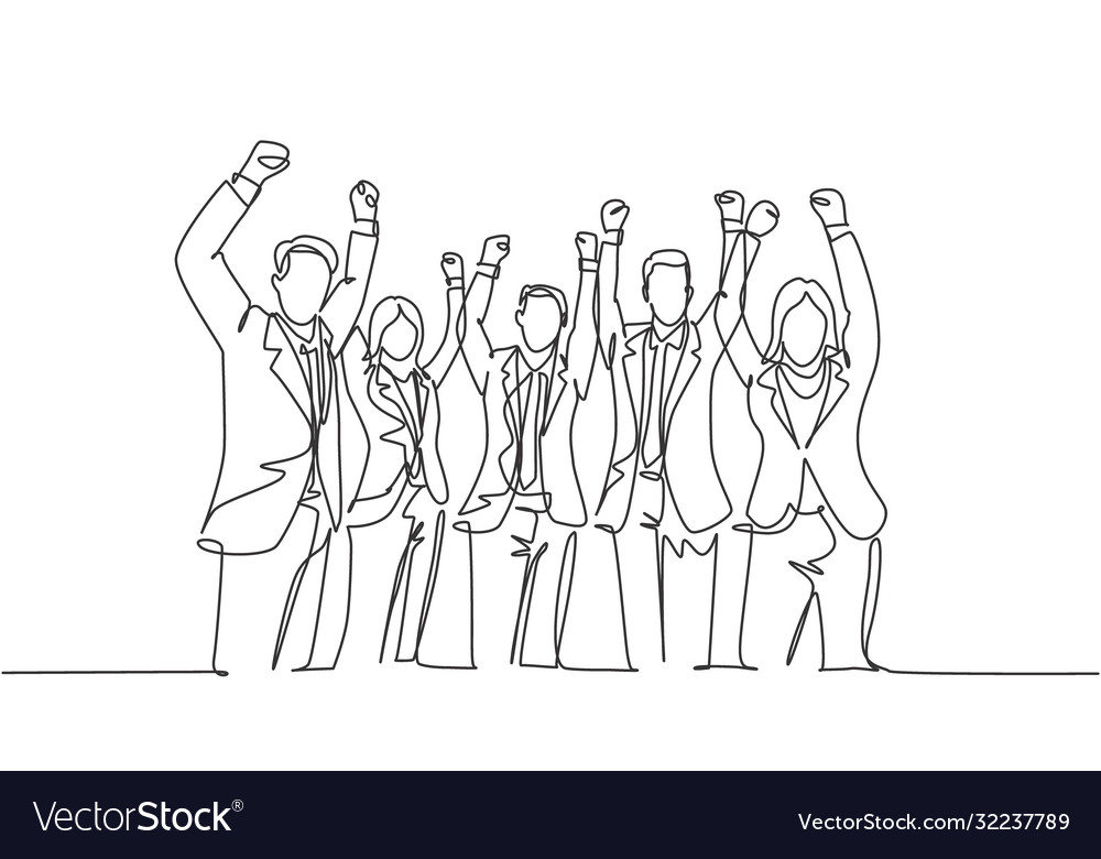 Team work goal concept one single line drawing Vector Image