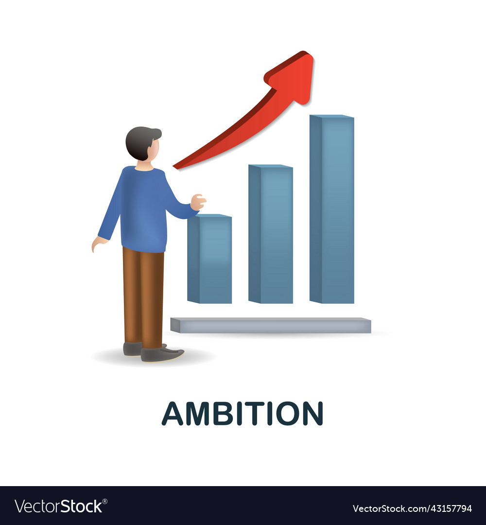 Ambition icon in 3d colored from core values Vector Image Ambition icon in 3d colored from core values