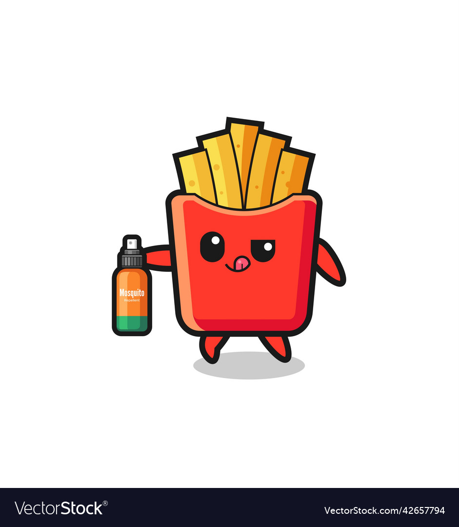 Cute french fries holding mosquito repellent