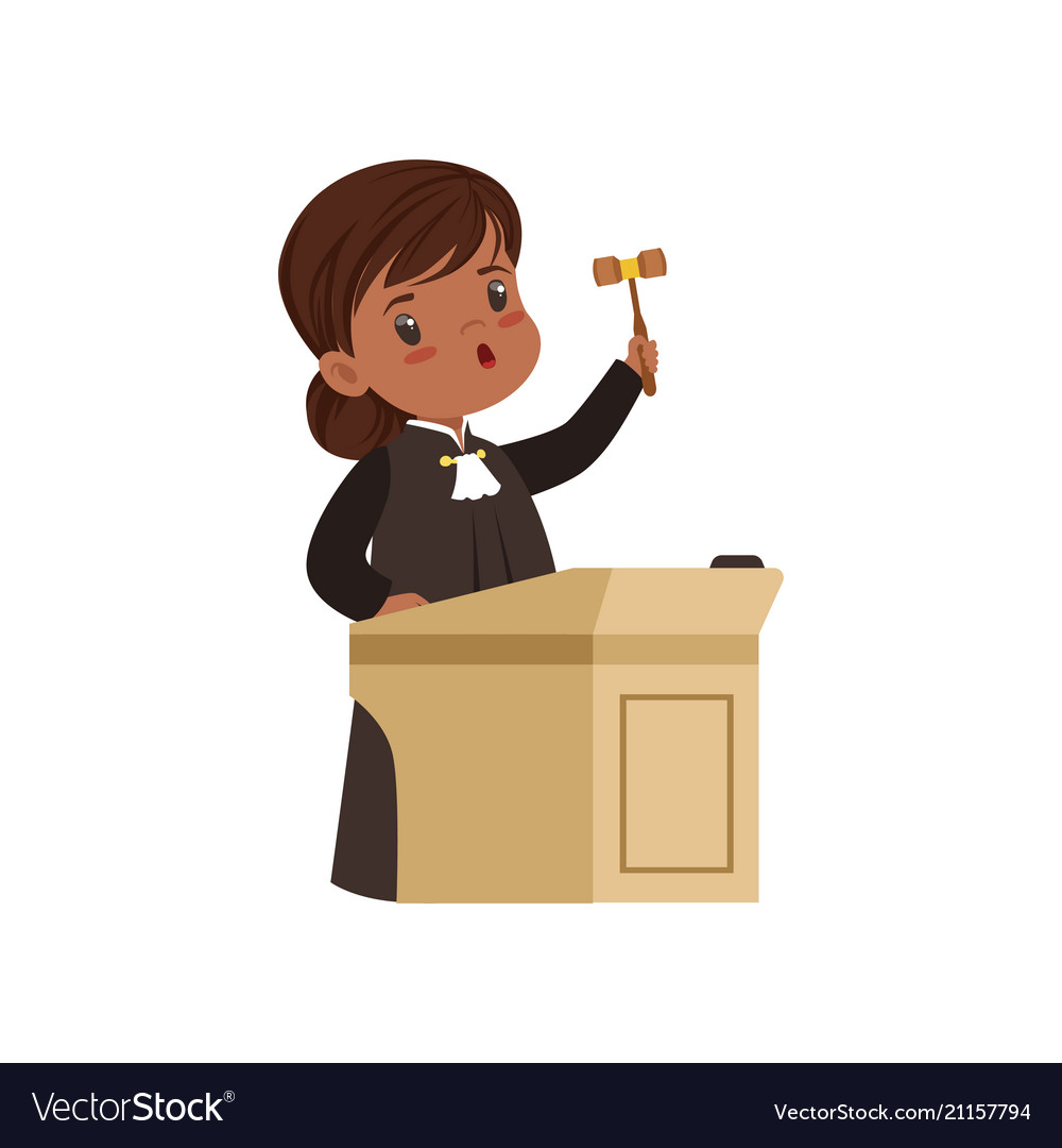 Cute judge girl cartoon character standing Vector Image