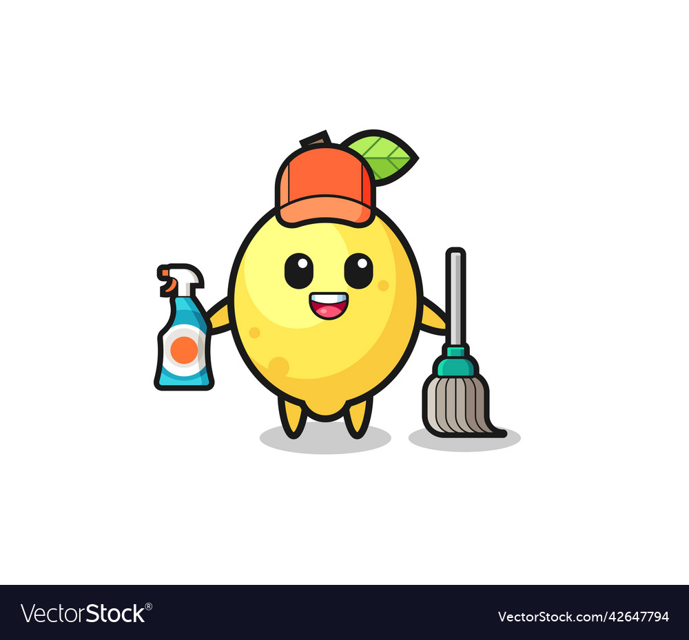 Cute lemon character as cleaning services mascot