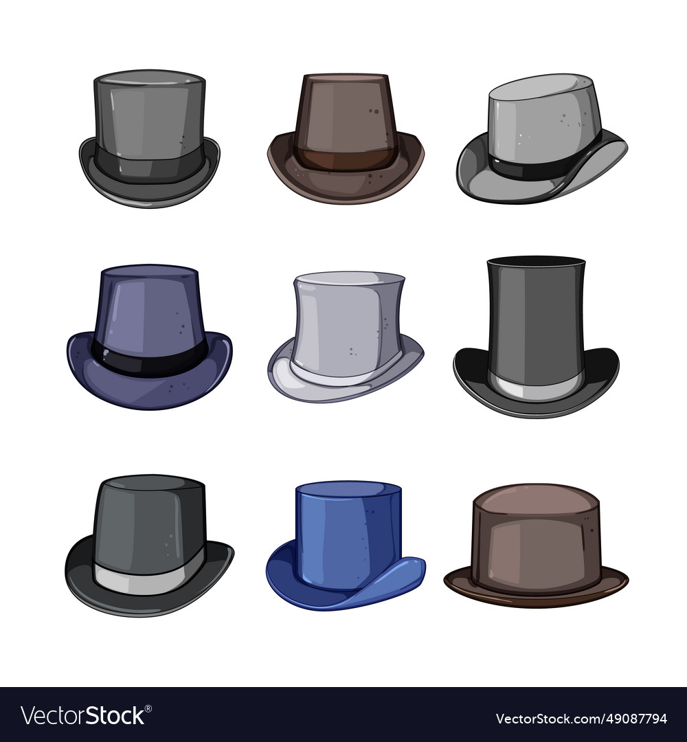 Cylinder hat set cartoon Royalty Free Vector Image