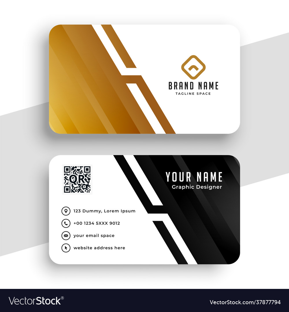 Golden business card in geometric shape style Vector Image