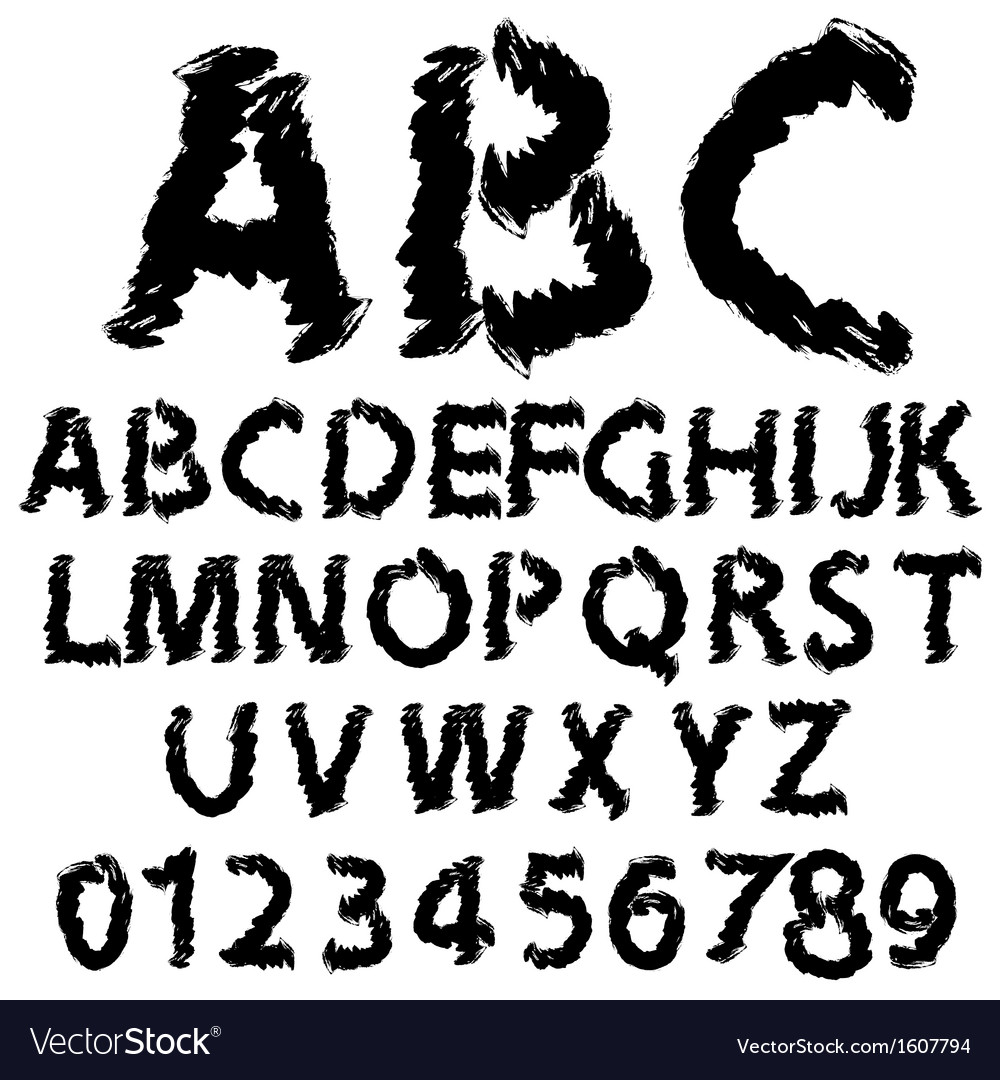 Hand drawing alphabet set in black ink Royalty Free Vector