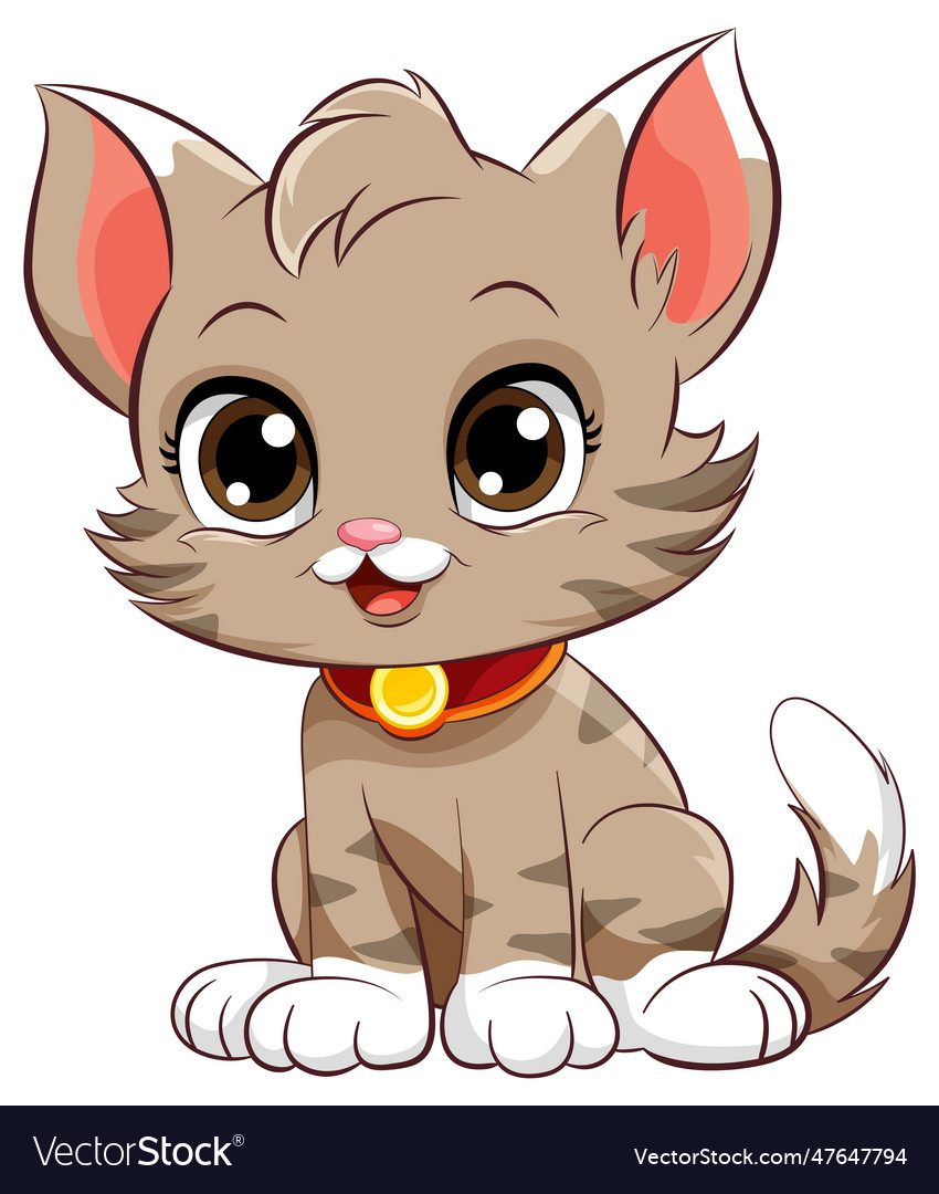 Little cute cat cartoon character Royalty Free Vector Image