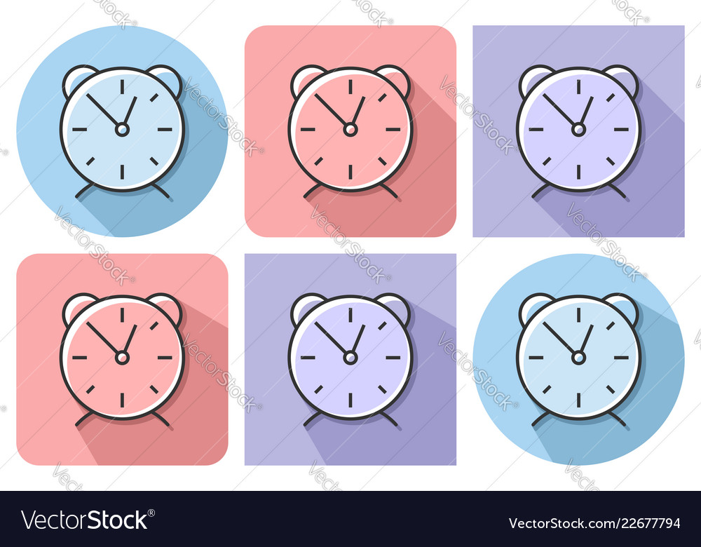 Outlined icon of alarm clock with parallel