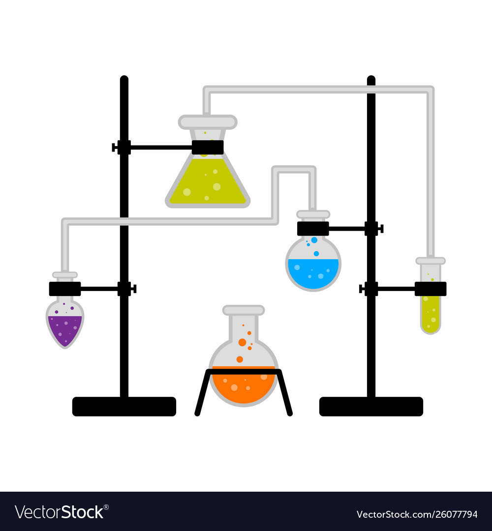 Science experiment with different flasks
