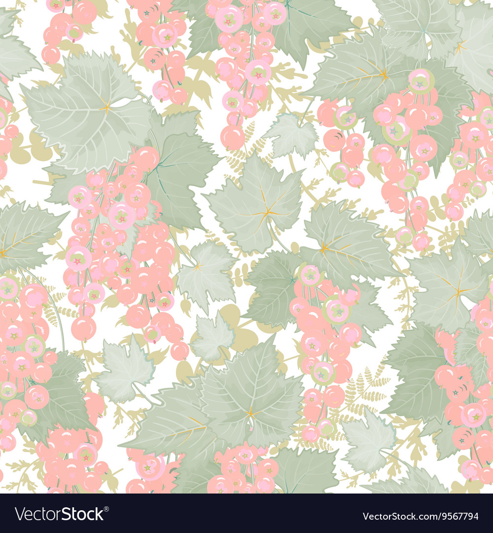 Seamless pattern with currant berries and leaves