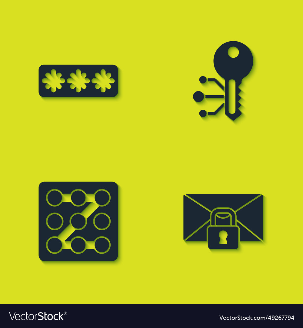 Set password protection mail message lock vector image Set password protection mail message lock