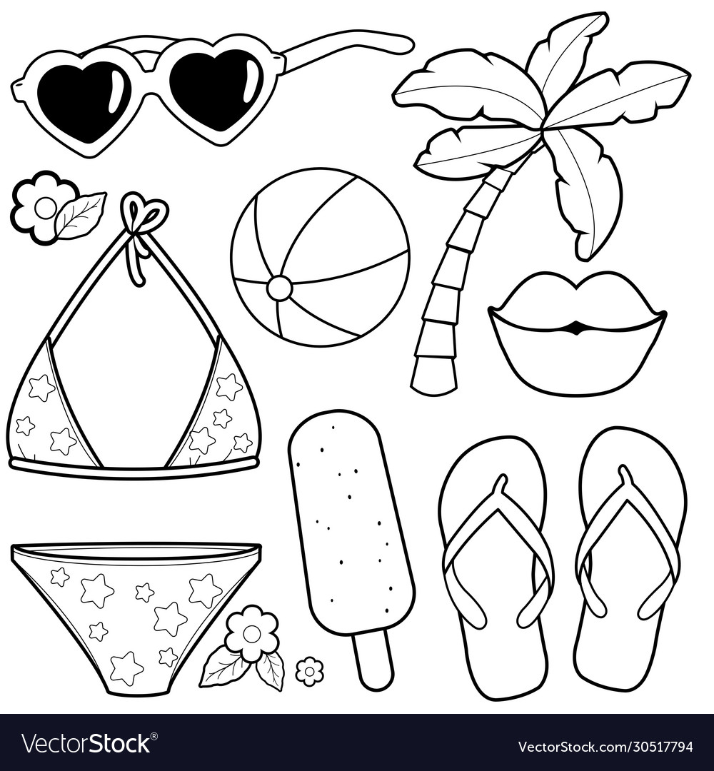 Summer vacation design elements Royalty Free Vector Image