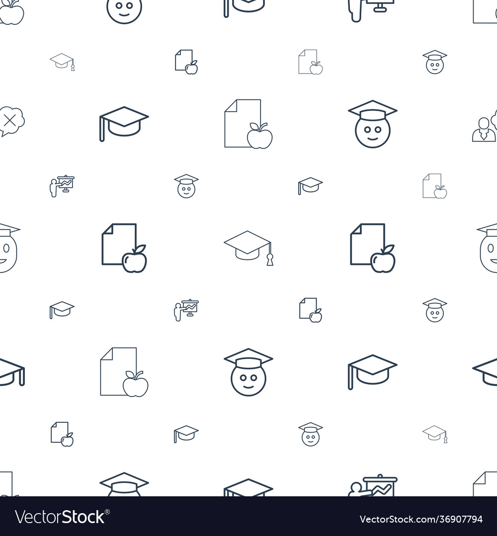 University icons pattern seamless white background