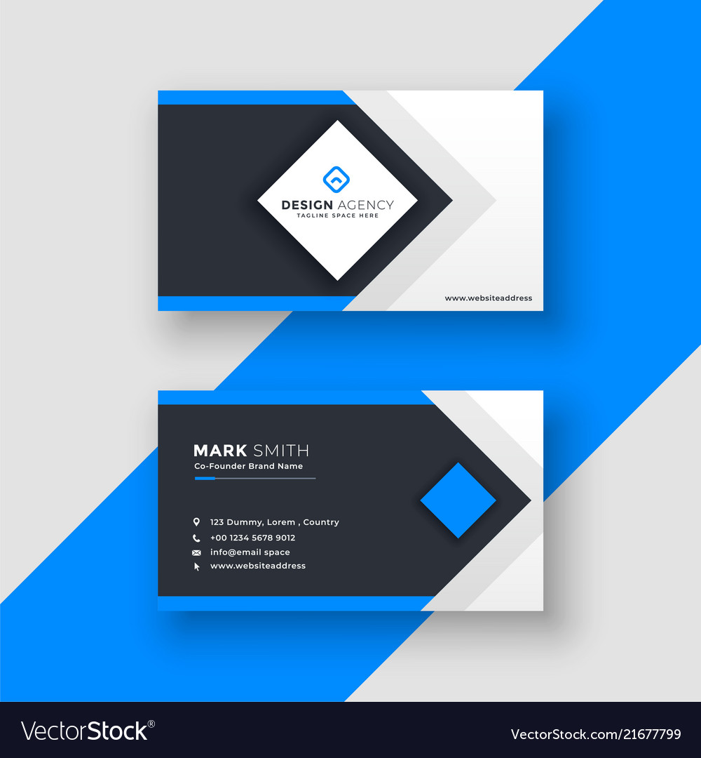 Awesome geometric blue business card design Vector Image Within Name Card Template Photoshop