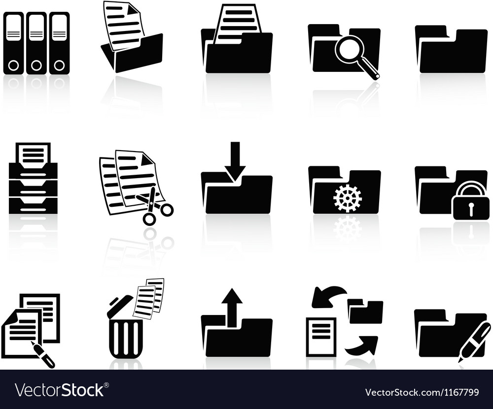 Black folder icons set