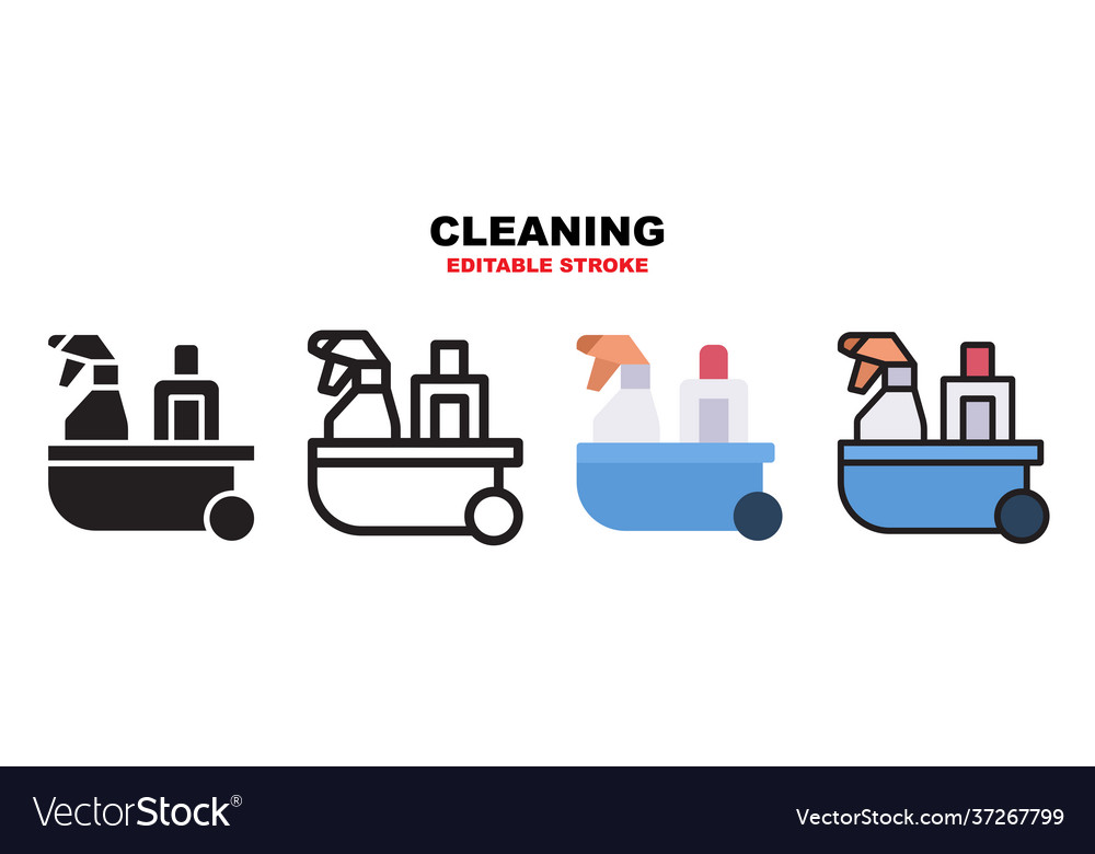Cleaning icon set with different styles editable vector image Cleaning icon set with different styles editable