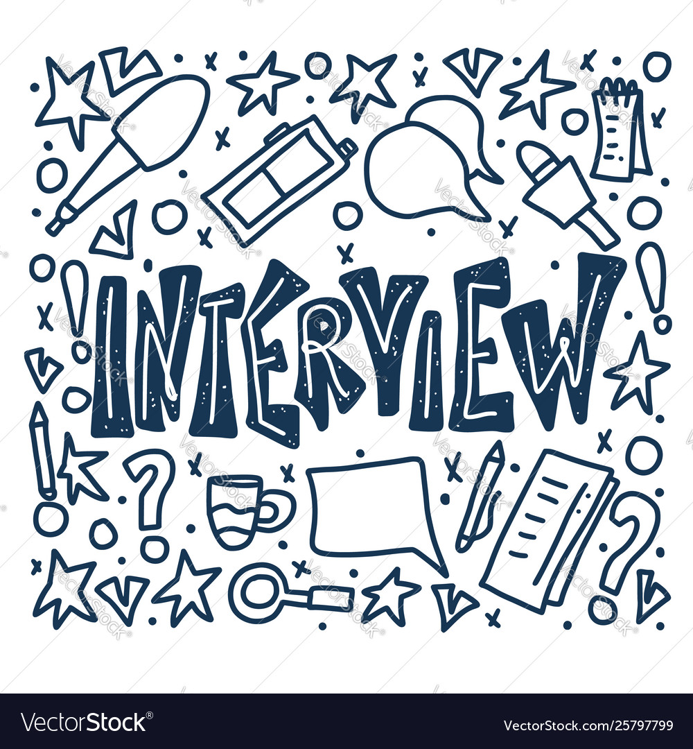 Interview design poster text with signs