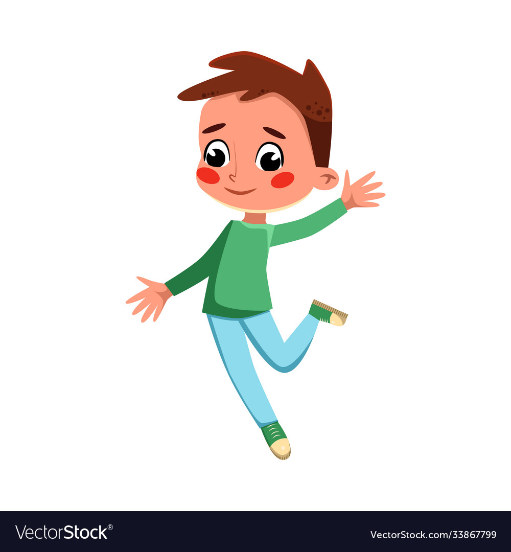 Lovely boy happily jumping cute preschool kid Vector Image