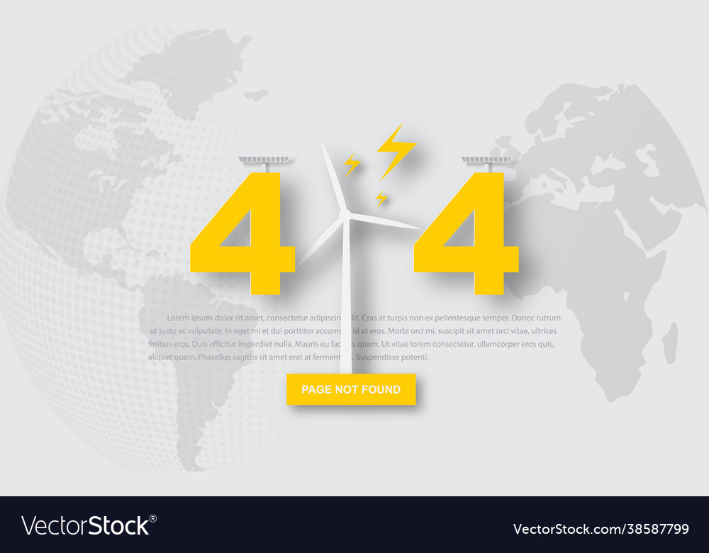 Page not found 404 design error wind vector image Page not found 404 design error wind