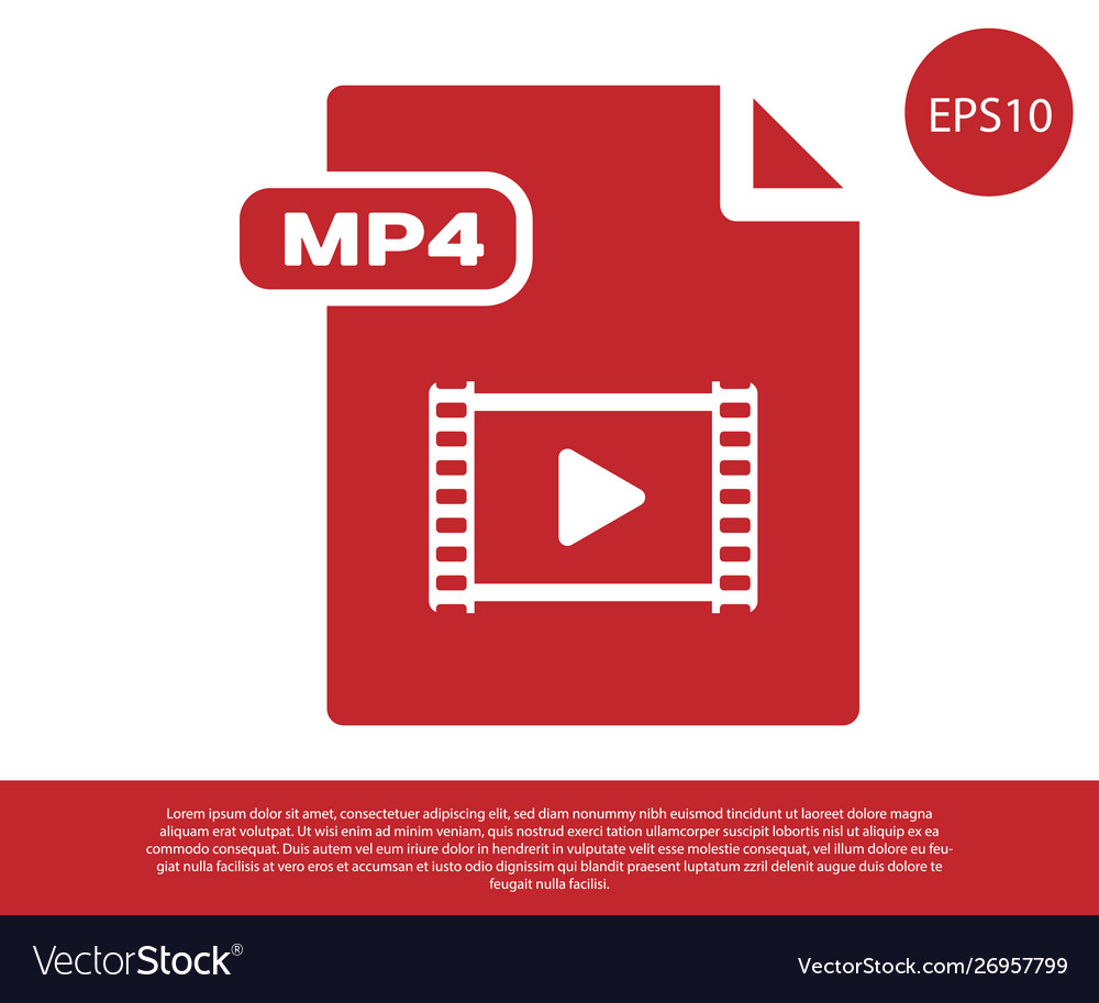 Red mp4 file document download button icon vector image Red mp4 file document download button icon