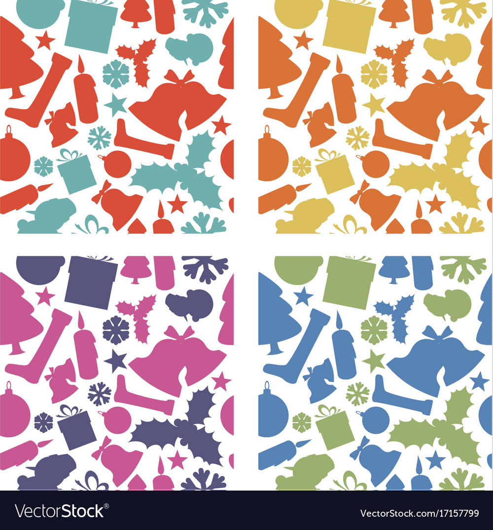 Seamless christmas patterns from various shapes