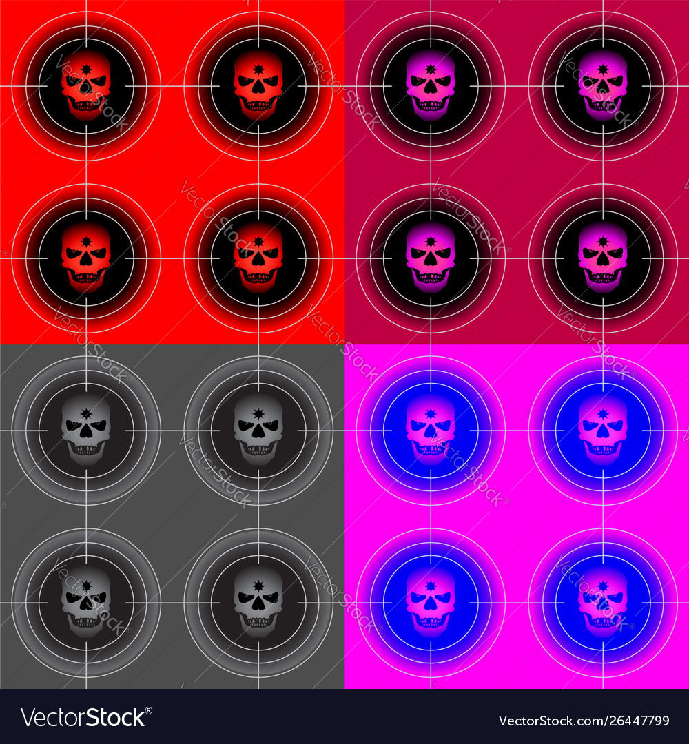 Seamless pattern target a skull in circle