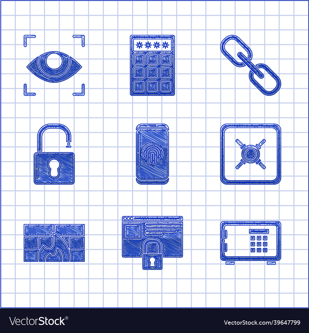 Set smartphone with fingerprint scanner secure vector image Set smartphone with fingerprint scanner secure