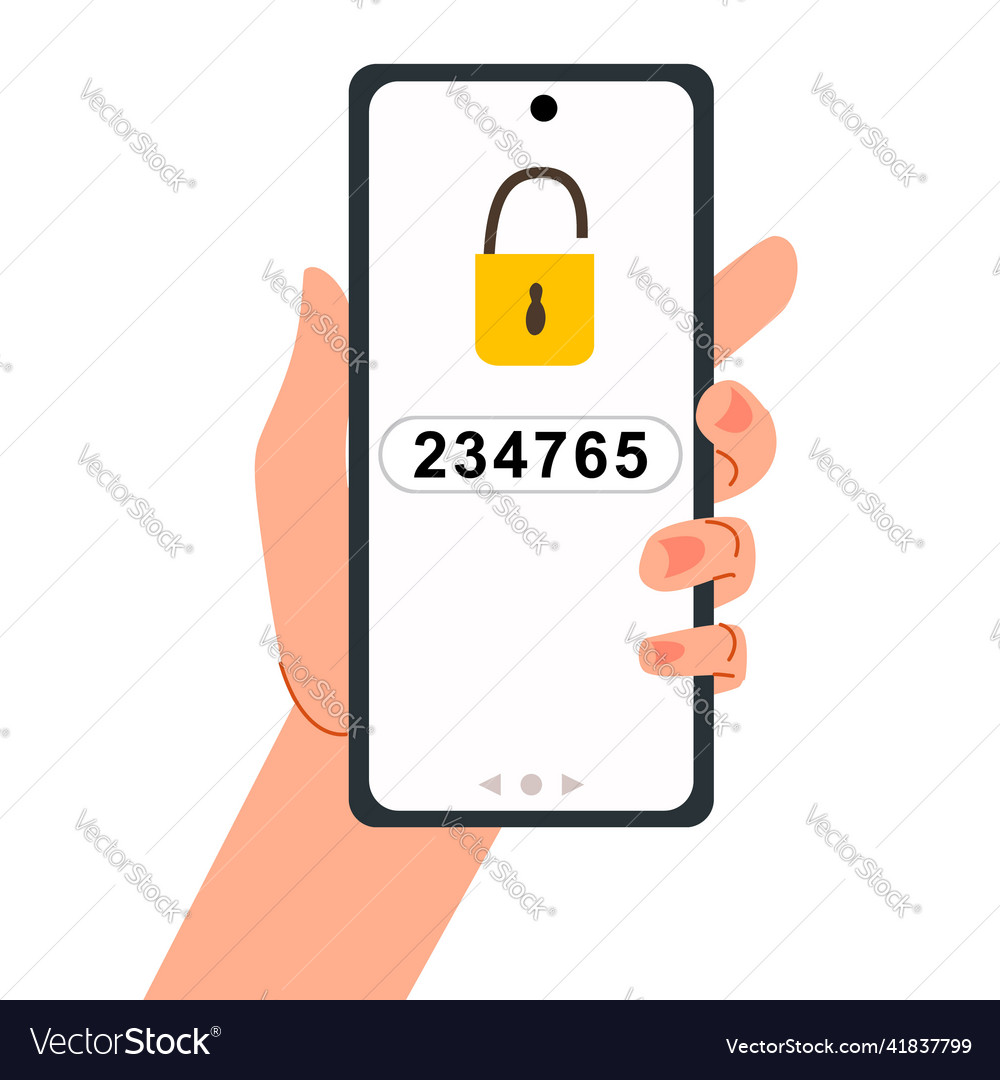 Smartphone in hand two-factor authentication Vector Image Smartphone in hand two-factor authentication