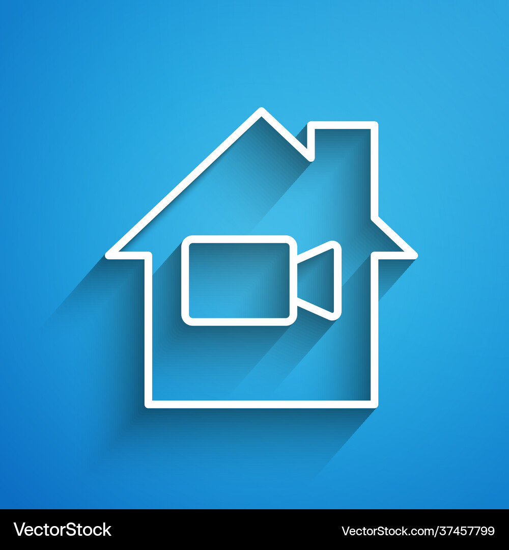White line video camera off in home icon isolated Vector Image