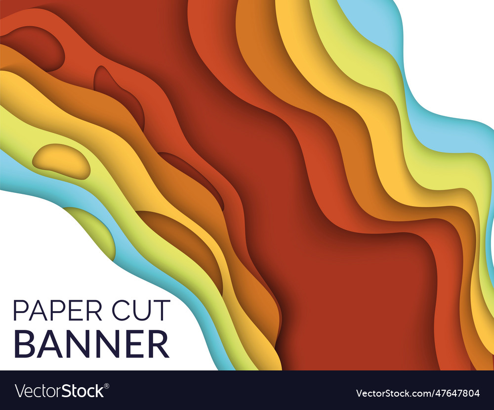 Abstract background with color waves paper art