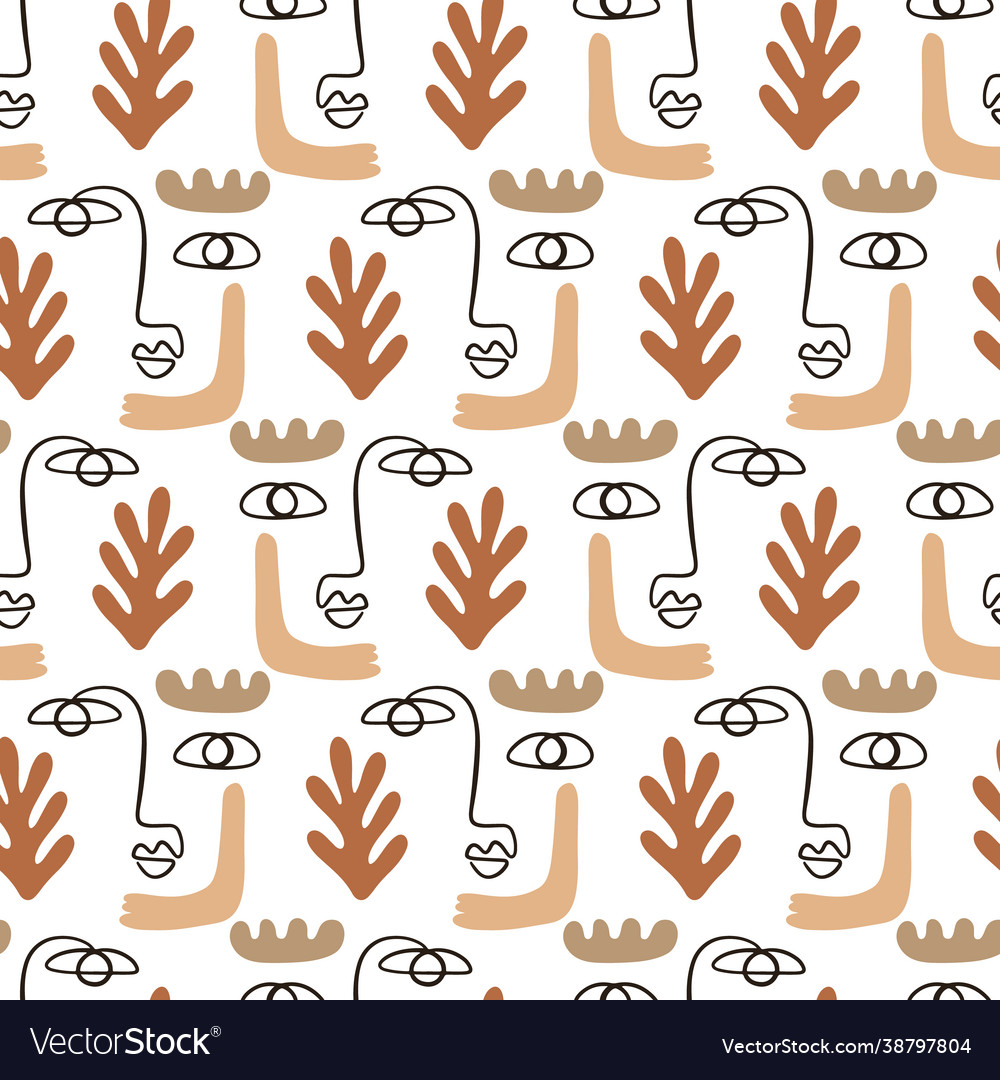 Abstract faces seamless pattern background