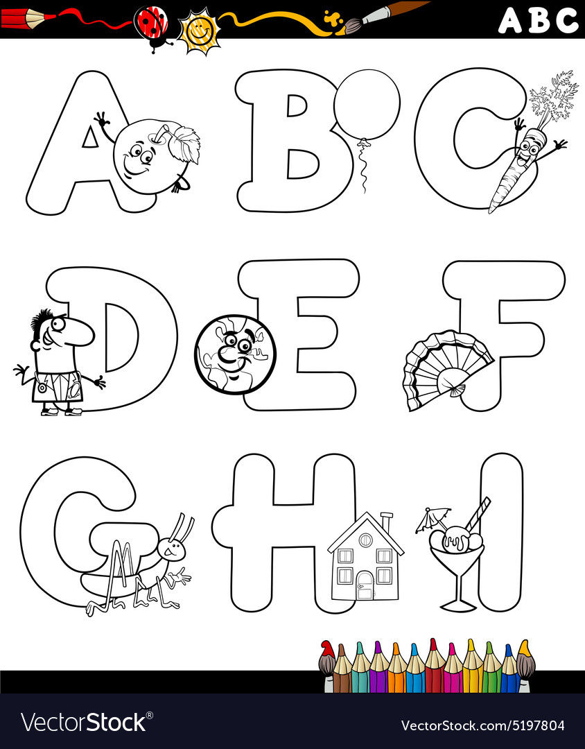 Alphabet for coloring book Royalty Free Vector Image