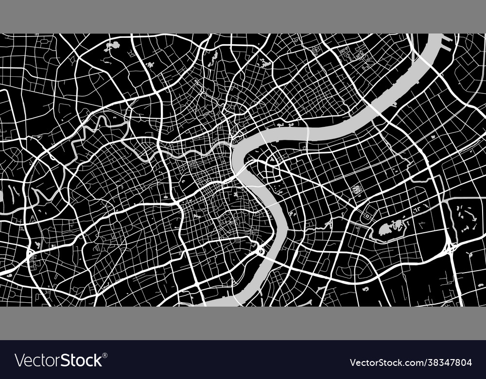 Black and white grey shanghai city area Royalty Free Vector