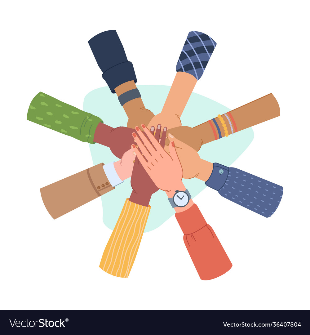 Group people putting hands together diversity Vector Image