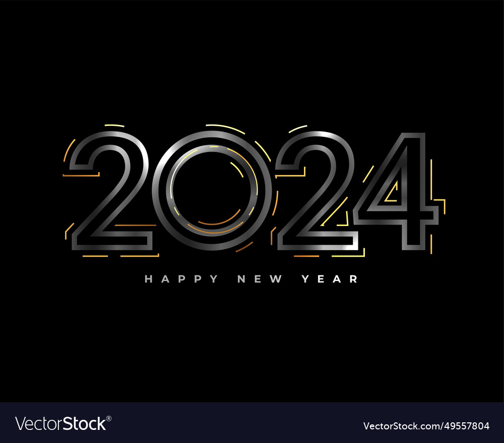 Happy new year 2024 event dark background design Vector Image