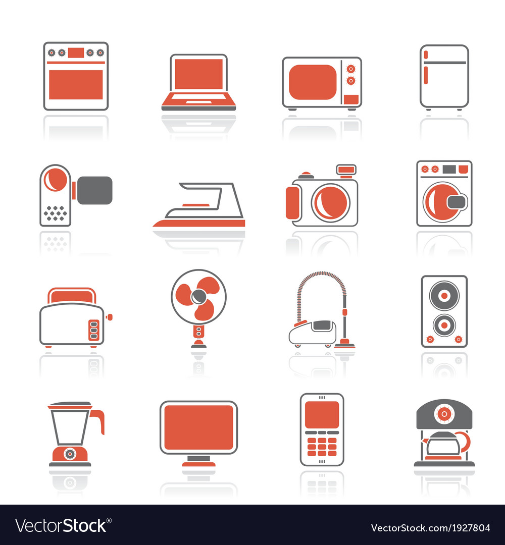 Household appliances and electronics icons