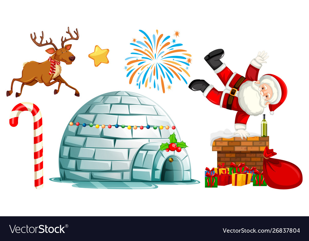 Isolated set christmas objects Vector Image Isolated set christmas objects