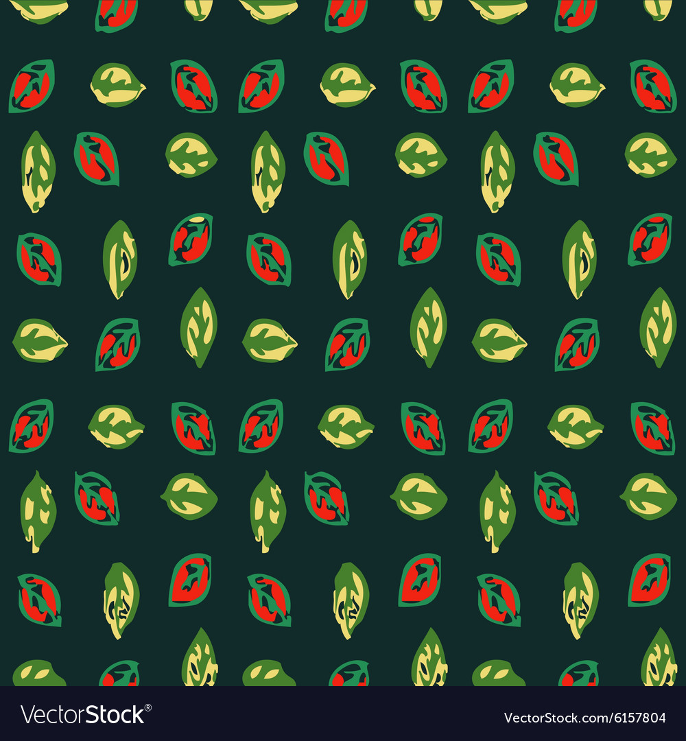 Pattern with multicolored leaf on dark background