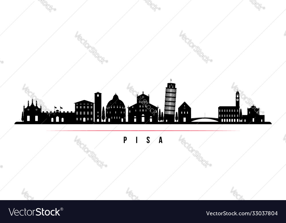 Pisa skyline horizontal banner black and white