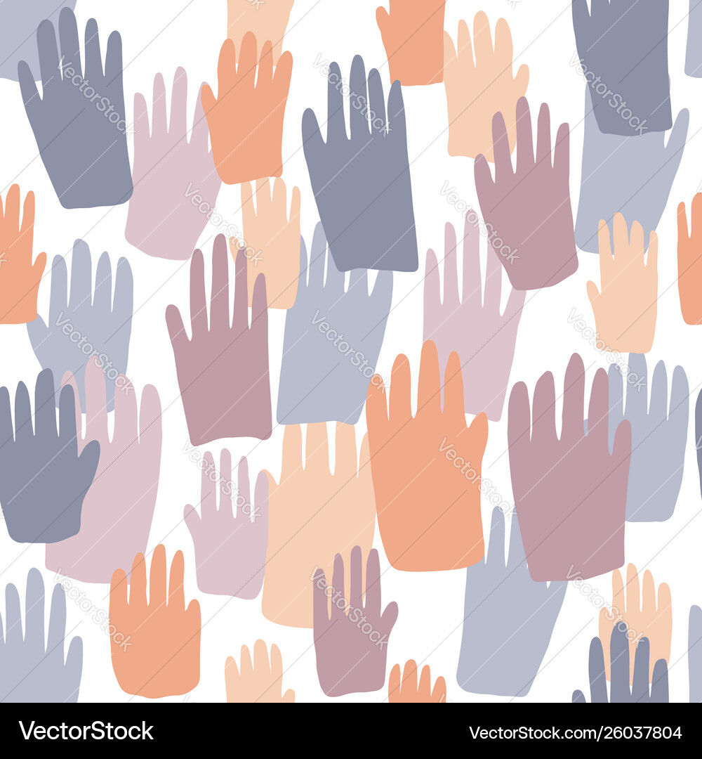 Seamless pattern with colored people hand prints Vector Image