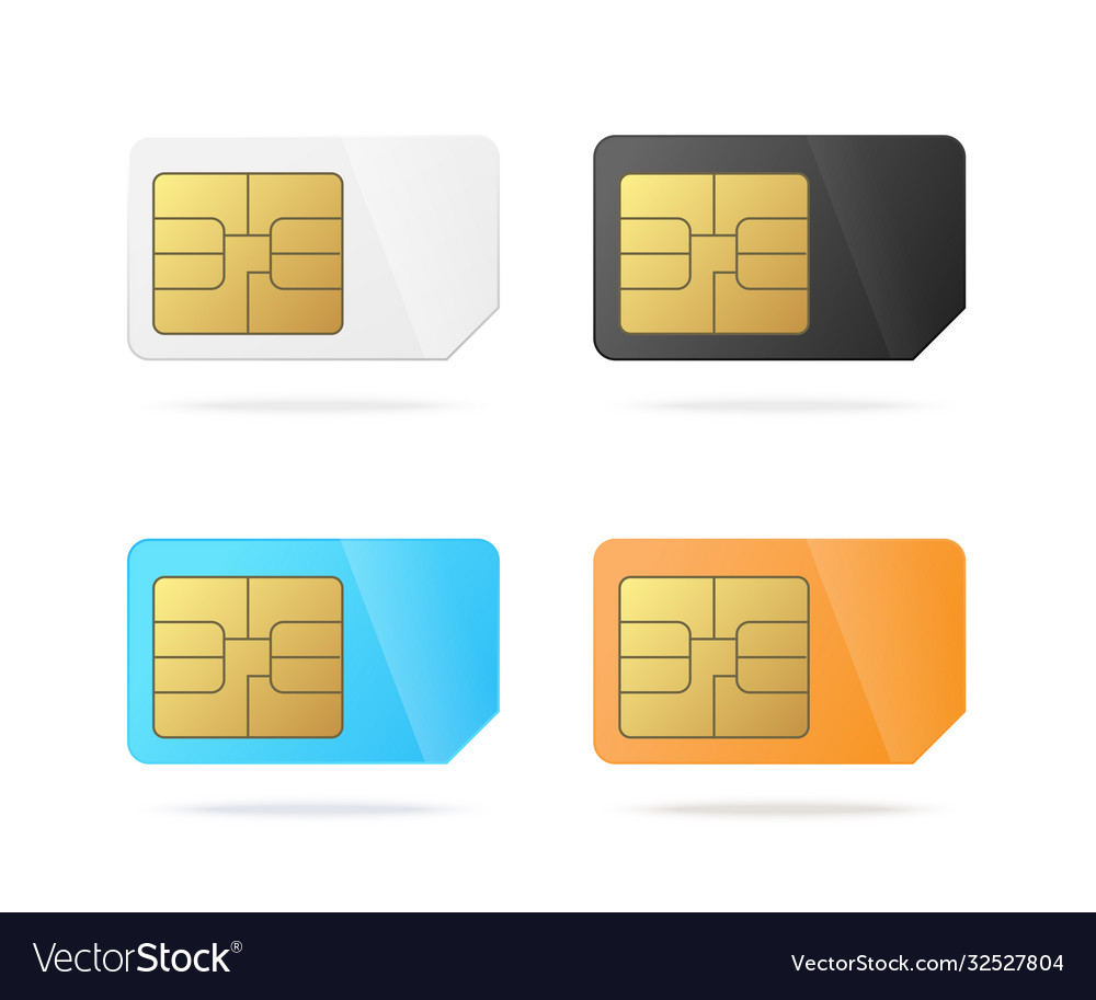 Set templates phone sim cards chip realistic