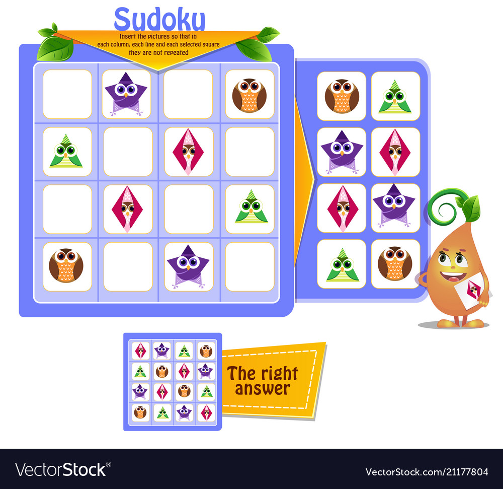 Shapes game owl sudoku vector image Shapes game owl sudoku