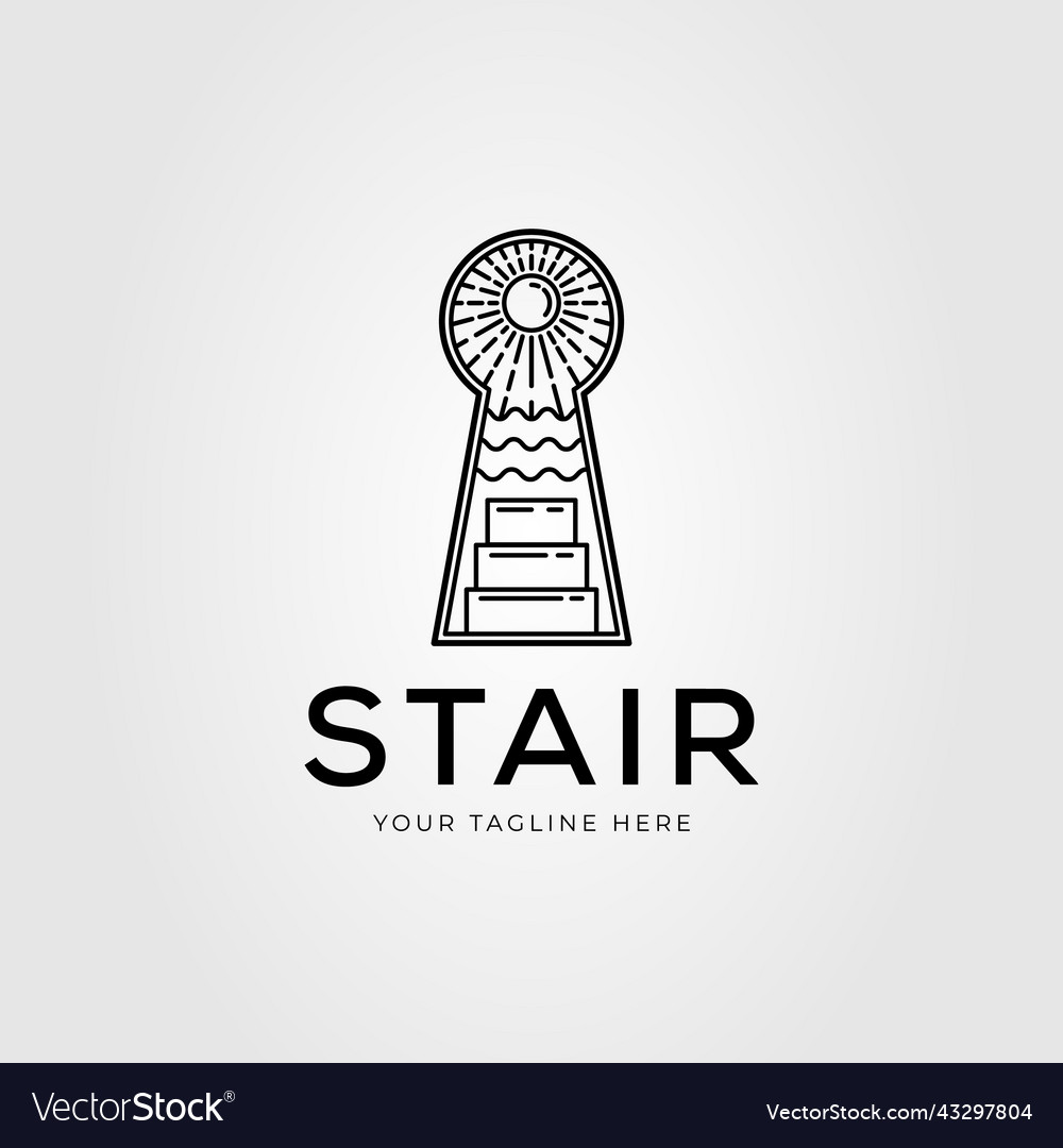 Stair on hole key with ocean logo design