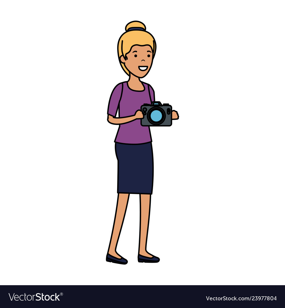 Junge Frau mit Kamerafotografie