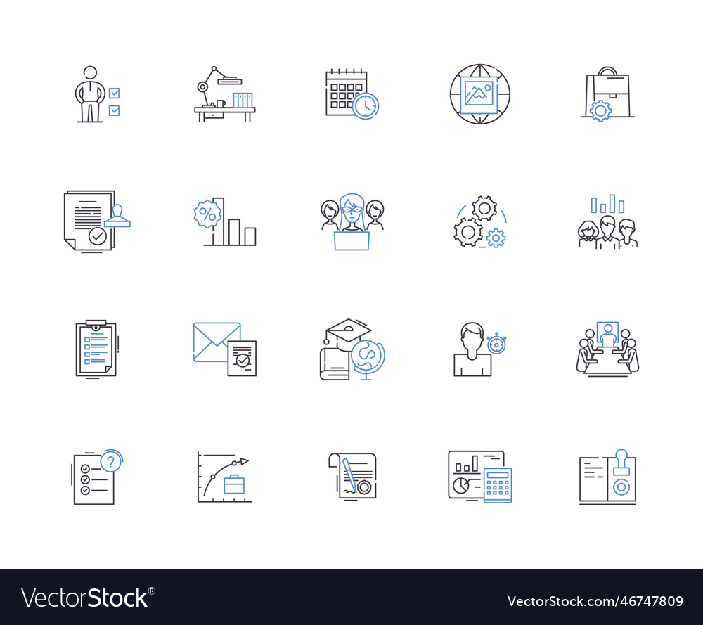 Analytics outline icons collection analysis vector image Analytics outline icons collection analysis